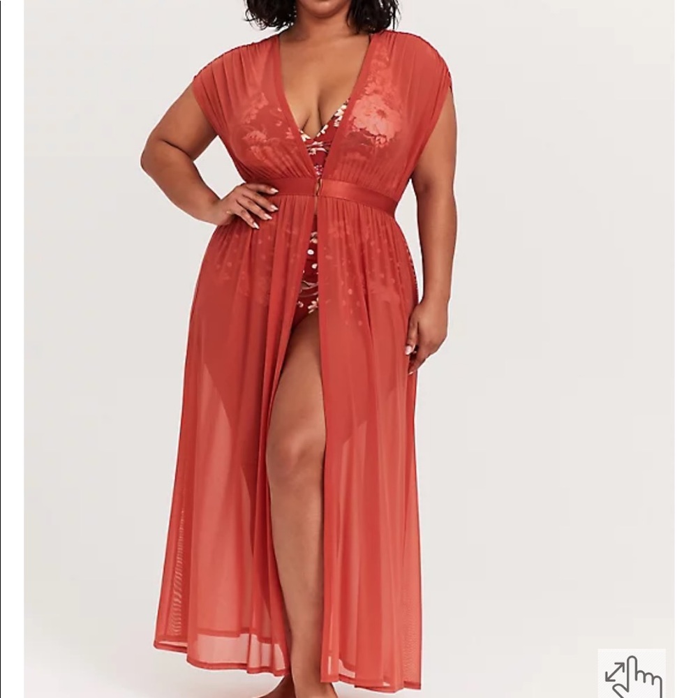 Torrid Dusty Red Mesh Maxi Dress Swim Cover Up
